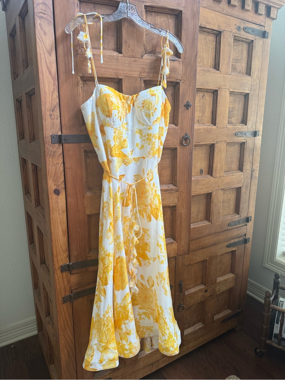 ANTONIO MELANI White and Yellow Floral Tie-Shoulder Sundress - Picture 8 of 11